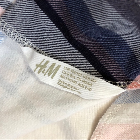 H&M Girls 8-10 Blue and Pink Plaid Pleated Shift Dress Pockets Academic School - Picture 8 of 8